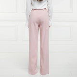 Holland Cooper High Waisted Straight Trouser In Pink Linen