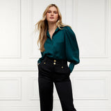 Holland Cooper Isla Satin Shirt In Emerald