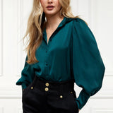 Holland Cooper Isla Satin Shirt In Emerald