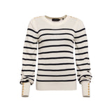 Holland Cooper Kelsie Crew Neck Knit in Natural Stripe