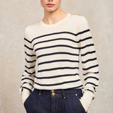 Holland Cooper Kelsie Crew Neck Knit in Natural Stripe