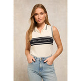 Holland Cooper Layla Sleeveless Knitted Polo In Natural