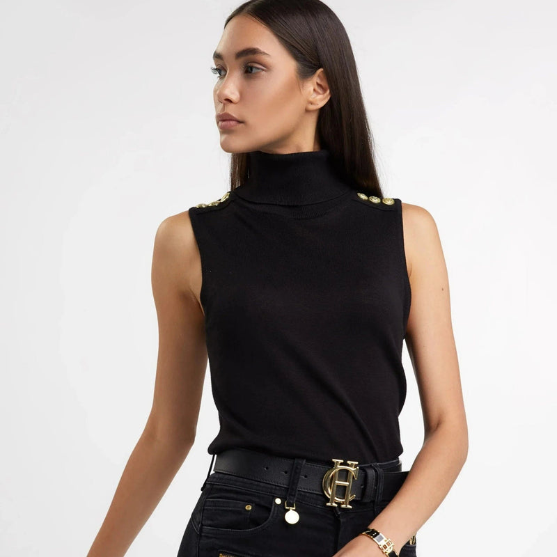 Sleeveless sales roll neck