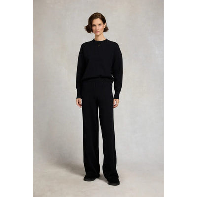 Holland Cooper Maria Knitted Wide Leg Pant In Black