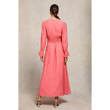 Holland Cooper Phoebe V-Neck Maxi Dress In Coral