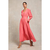 Holland Cooper Phoebe V-Neck Maxi Dress In Coral