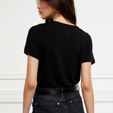 Holland Cooper Relax Fit V-Neck Tee in Black