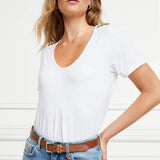Holland Cooper Relax Fit Vee Neck Tee Shirt White