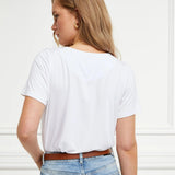 Holland Cooper Relax Fit Vee Neck Tee Shirt White