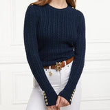 Holland Cooper Seattle Cable Crew Knit Ink Navy