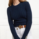 Holland Cooper Seattle Cable Crew Knit Ink Navy