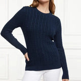 Holland Cooper Seattle Cable Crew Knit Ink Navy