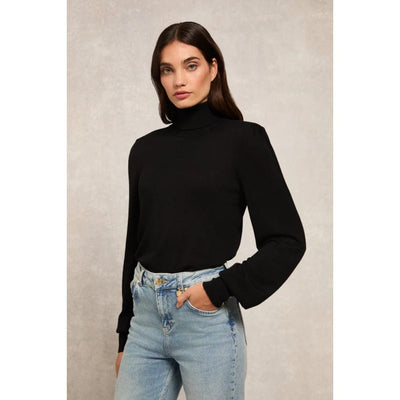 Holland Cooper Structured Kelsie Roll Neck Knit In Black