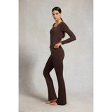 Holland Cooper Supersoft Flared Pant In Walnut