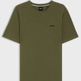 Boss Cotton-Blend Pyjama T-Shirt With Embroidered Logo In Green