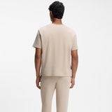 Boss Cotton-Blend Pyjama T-Shirt With Embroidered Logo In Light Beige