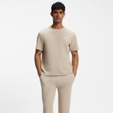 Boss Cotton-Blend Pyjama T-Shirt With Embroidered Logo In Light Beige