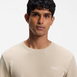 Boss Cotton-Blend Pyjama T-Shirt With Embroidered Logo In Light Beige