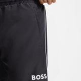 Boss Swim Shorts With Contrast Logo And Piping Black