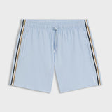 Boss Swim Shorts With Signature Stripe And Logo In Light Blue