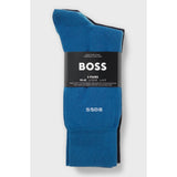 Boss Three-Pack Of Regular-Length Socks In Stretch Fabric In Blue