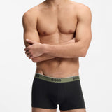 Boss Three-Pack Of Stretch-Cotton Trunks With Logo Waistbands In Black