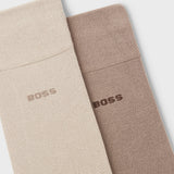 Boss Two-Pack Of Regular-Length Bamboo-Blend Socks Light Brown