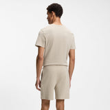 Cotton-Blend Pyjama Shorts With Embroidered Logo In Light Beige
