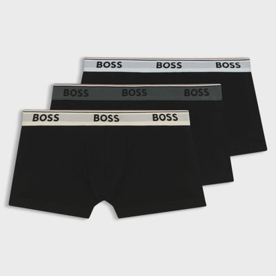 BOSS 3-Pack Of Stretch Cotton Trunks With Logo Waistbands In Black Multi