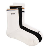 BOSS 3-Pack Rib Iconic Socks In White Multi