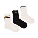BOSS 3-Pack Rib Iconic Socks In White Multi