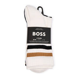 BOSS 3-Pack Rib Iconic Socks In White Multi