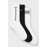 BOSS 3-Pack Short Length Socks With Logo Details In White/Black