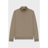 BOSS Cotton-Blend Sweatshirt With Zip Neck In Light Brown