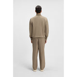 BOSS Cotton-Blend Sweatshirt With Zip Neck In Light Brown