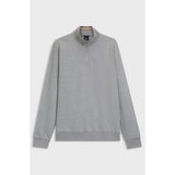 BOSS Cotton-Blend Zip Neck Sweatshirt In Grey