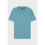 BOSS Cotton Jersey T-Shirt With Logo Detail In Light Blue