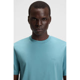 BOSS Cotton Jersey T-Shirt With Logo Detail In Light Blue
