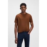 BOSS Cotton Jersey T-Shirt With Logo Detail In Open Brown