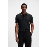 BOSS Cotton Piqué Polo Shirt With Logo Detail In Black