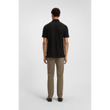 BOSS Cotton Polo Shirt With Tonal Monogram Jacquard In Black