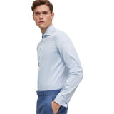 BOSS Easy-Iron Slim-Fit Stretch-Cotton Dobby Shirt In Light Blue