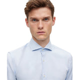 BOSS Easy-Iron Slim-Fit Stretch-Cotton Dobby Shirt In Light Blue