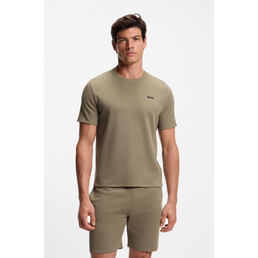 BOSS - T-shirt de pyjama en coton stretch avec logo vertical