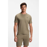 BOSS Embroidered Logo Cotton Blend Pyjama T-Shirt In Light Brown