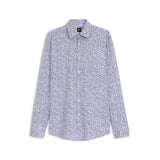 BOSS Floral-Print Slim Fit Stretch Cotton Poplin Shirt In Light Blue