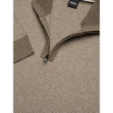 BOSS Half Zip Jumper In Brown