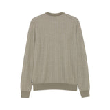 BOSS Herringbone Structured Wool And Cotton Sweater In Brown