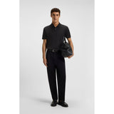 BOSS Mercerised Cotton Polo Shirt With Micro Pattern In Black