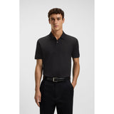 BOSS Mercerised Cotton Polo Shirt With Micro Pattern In Black